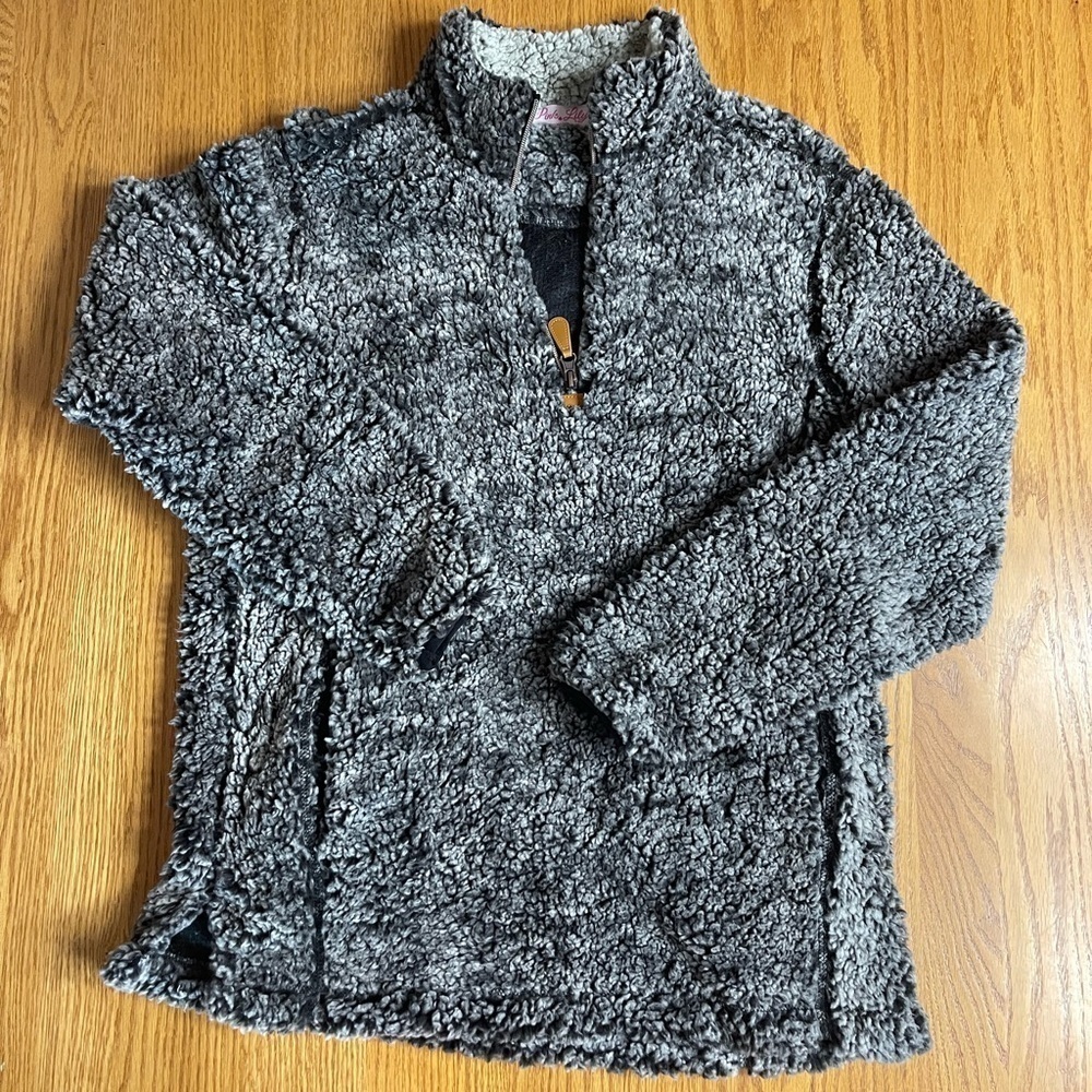 Pink Lily Sherpa Half Zipped Pullover Sweater Size Medium